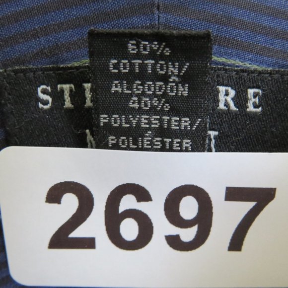 Structure* Men's Long Sleeve Button Down Curved Hem Stripe Shirt~Large 16"-16.5" - Picture 4 of 10